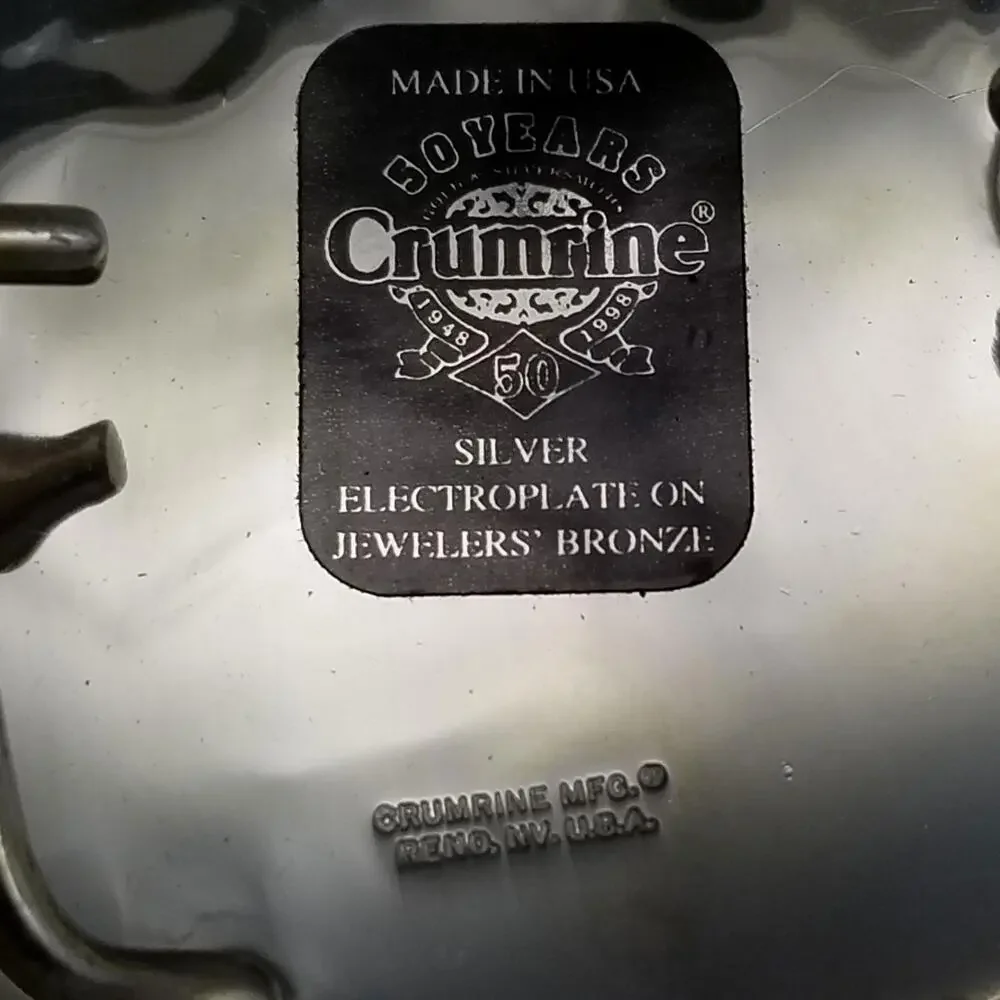 Crumrine Silver Electroplate on Jewelers Bronze Eagle American Flag Belt‎ Buckle